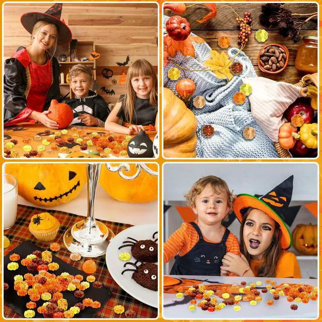 Alt view image 6 of 7 - 60Pcs Mini Pumpkins Ornaments, Pumpkin Vase Filler | Acrylic Pumpkin Crystals Gems Table Scatters, for Fall Autumn Thanksgiving Halloween Decoration Party Favors Craft Supplies