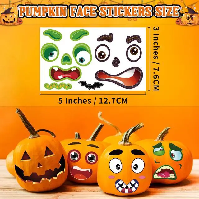 Alt view image 3 of 6 - 48 PCS Pumpkin Face Halloween Pumpkin Stickers for Kids | Mini Cute Pumpkin Decorating Stickers Kit, Halloween Game Activities Gifts Party Favors Non-Candy Treat Goodie Bag Stuffers