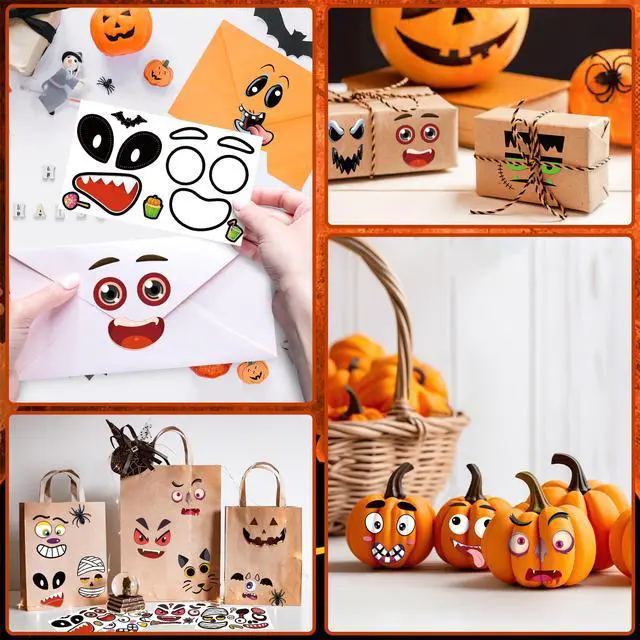 Alt view image 6 of 6 - 48 PCS Pumpkin Face Halloween Pumpkin Stickers for Kids | Mini Cute Pumpkin Decorating Stickers Kit, Halloween Game Activities Gifts Party Favors Non-Candy Treat Goodie Bag Stuffers