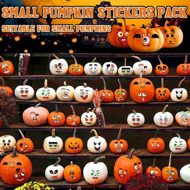 Alt view image 5 of 6 - 48 PCS Pumpkin Face Halloween Pumpkin Stickers for Kids | Mini Cute Pumpkin Decorating Stickers Kit, Halloween Game Activities Gifts Party Favors Non-Candy Treat Goodie Bag Stuffers