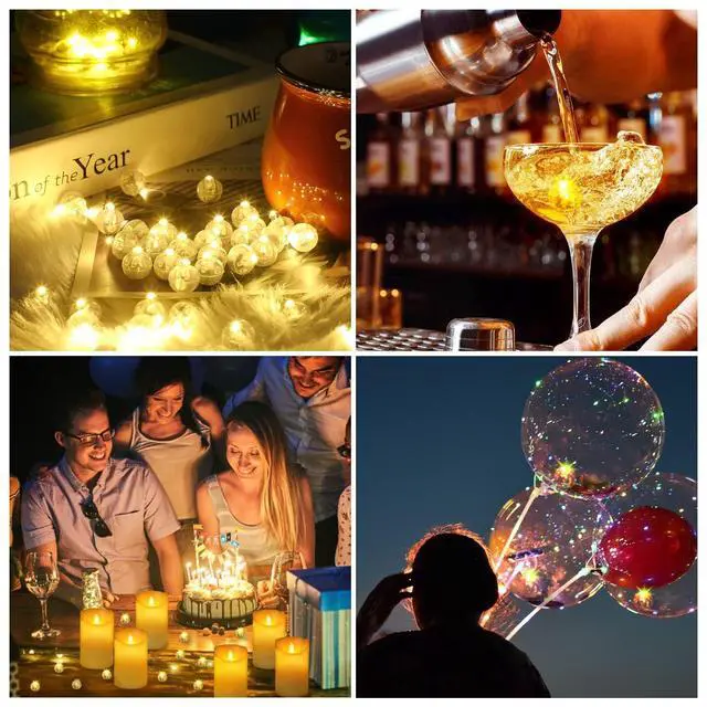 Alt view image 6 of 6 - LED Balloon Lights, 50PCS Warm White Mini LED Lights Waterproof Round Tiny Led Balloon Lights for Paper Lantern Easter Eggs Pumpkin Birthday Neon Party Decoration