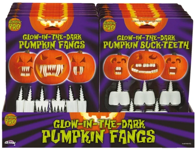 Main image of Glow in The Dark Fangs, Jack O Lantern Carving Accessories, Halloween Decoration