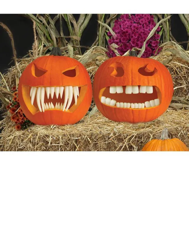 Alt view image 2 of 4 - Glow in The Dark Fangs, Jack O Lantern Carving Accessories, Halloween Decoration