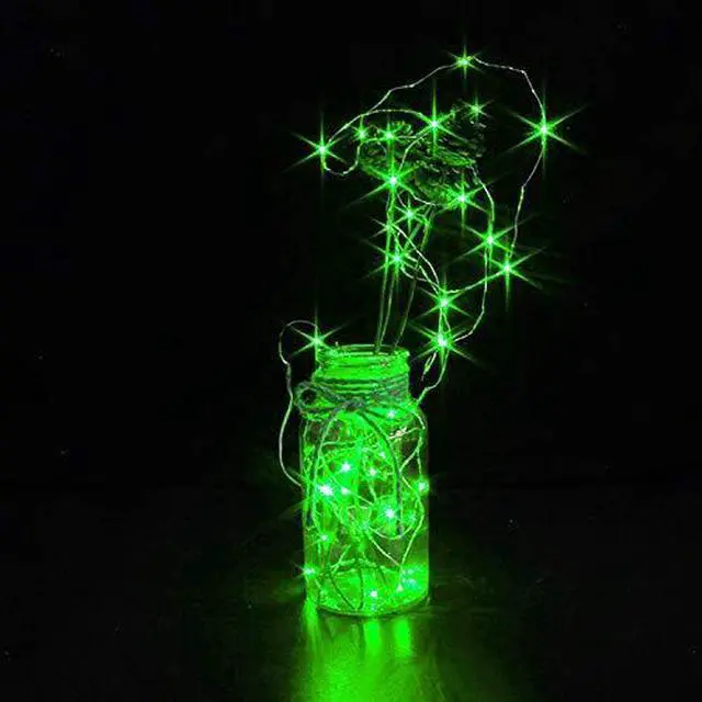 Alt view image 2 of 6 - 6 Pack Fairy Lights Battery Operated Starry String Lights with 20 Mini LEDs on 6.6FT Copper Wire, Micro Lights Powered by 2xCR2032(Incl) Batteries, for Halloween Holiday Christmas Decor Green
