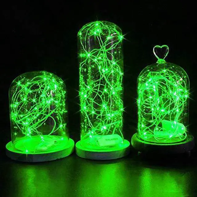 Alt view image 3 of 6 - 6 Pack Fairy Lights Battery Operated Starry String Lights with 20 Mini LEDs on 6.6FT Copper Wire, Micro Lights Powered by 2xCR2032(Incl) Batteries, for Halloween Holiday Christmas Decor Green