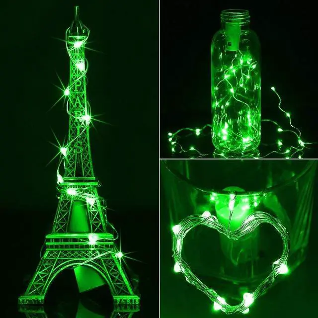 Alt view image 5 of 6 - 6 Pack Fairy Lights Battery Operated Starry String Lights with 20 Mini LEDs on 6.6FT Copper Wire, Micro Lights Powered by 2xCR2032(Incl) Batteries, for Halloween Holiday Christmas Decor Green