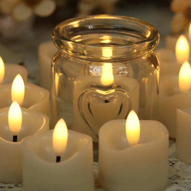 Alt view image 6 of 7 - Battery Operated Flameless Votive LED Little Candle Fake Night Light 6 Pack | Realistic Bright Flickering Electric Tea Light Halloween Pumpkin Christmas Wedding Party Table Centerpiece Funeral