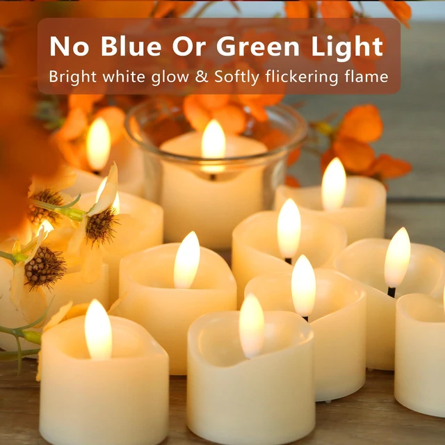 Alt view image 7 of 7 - Battery Operated Flameless Votive LED Little Candle Fake Night Light 6 Pack | Realistic Bright Flickering Electric Tea Light Halloween Pumpkin Christmas Wedding Party Table Centerpiece Funeral