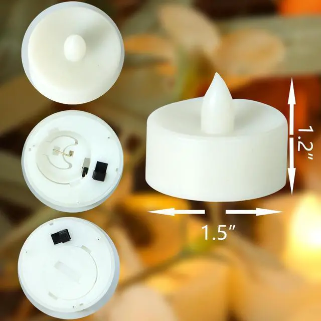 Alt view image 2 of 5 - 36 Battery Operated Flameless LED Tealight Candles Tea Lights Warm White | Battery Powered Electric Votives Wedding Table Centerpieces Halloween Thanksgiving Decorations Batteries Incl.