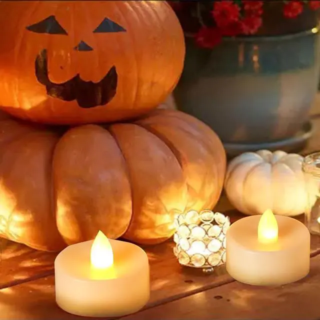 Alt view image 4 of 5 - 36 Battery Operated Flameless LED Tealight Candles Tea Lights Warm White | Battery Powered Electric Votives Wedding Table Centerpieces Halloween Thanksgiving Decorations Batteries Incl.