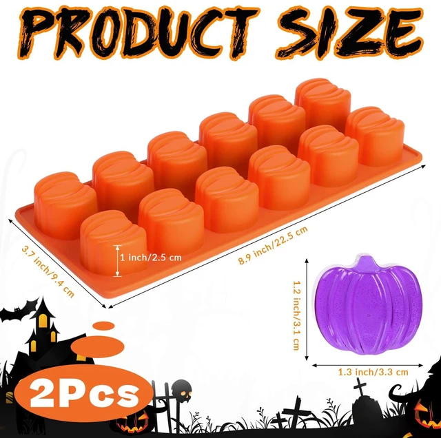 Alt view image 2 of 7 - 2 Pcs Pumpkin Silicone Molds, Halloween Pumpkin Chocolate Molds, Fall Pumpkin Candy Mold for DIY Cake, Chocolate, Candy, Jelly, Wax Melt, Ice Cubes (12 Cavity)