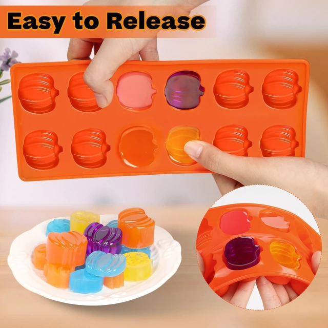 Alt view image 4 of 7 - 2 Pcs Pumpkin Silicone Molds, Halloween Pumpkin Chocolate Molds, Fall Pumpkin Candy Mold for DIY Cake, Chocolate, Candy, Jelly, Wax Melt, Ice Cubes (12 Cavity)