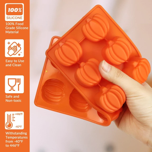 Alt view image 5 of 7 - 2 Pcs Pumpkin Silicone Molds, Halloween Pumpkin Chocolate Molds, Fall Pumpkin Candy Mold for DIY Cake, Chocolate, Candy, Jelly, Wax Melt, Ice Cubes (12 Cavity)