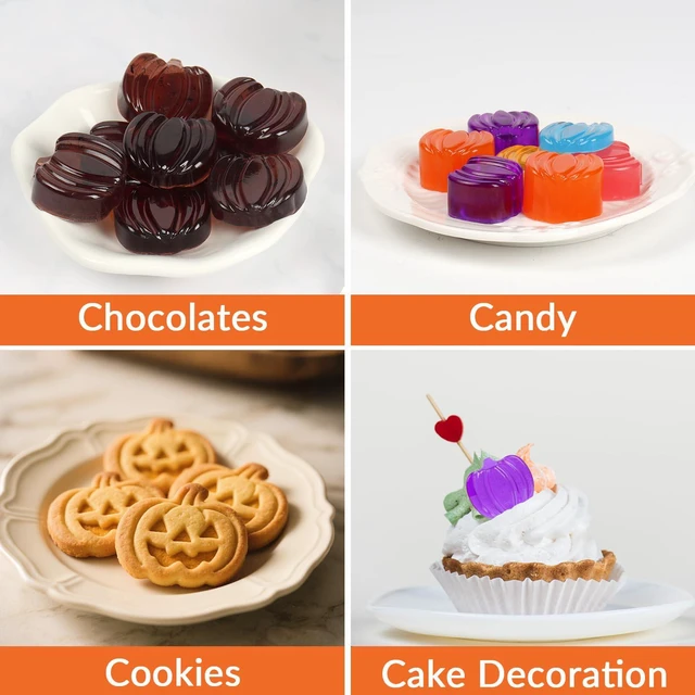 Alt view image 6 of 7 - 2 Pcs Pumpkin Silicone Molds, Halloween Pumpkin Chocolate Molds, Fall Pumpkin Candy Mold for DIY Cake, Chocolate, Candy, Jelly, Wax Melt, Ice Cubes (12 Cavity)