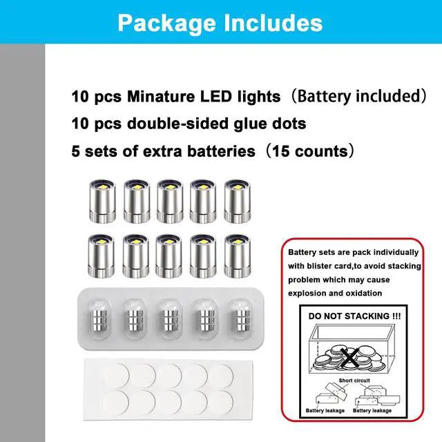 Alt view image 5 of 7 - 10 pcs Miniature Led Lights,Tiny Lights for Hand Craft/DIY,Miniature Lights Battery Powered, Dollhouse Light,Mini Lights for Toy Brick Building Blocks- 10 Pack (Warm White)