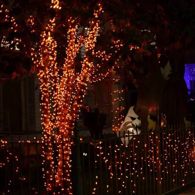 Alt view image 3 of 7 - Halloween Fairy String Lights, 20 FT 60 LED Copper Wire Battery Operated Waterproof Lights, Halloween Decorations for Indoor Home Outdoor Garden Patio Yard Party Decor (Orange)