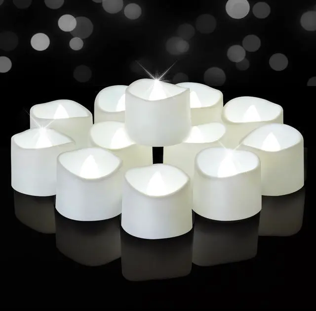 Main image of Battery Operated Tea Lights, 200+Hour Flickering Flameless Candles | Cool White Electric Realistic Votive LED Tea Lights for Wedding Party Table Thanksgiving Christmas Decorations, Pack of 12