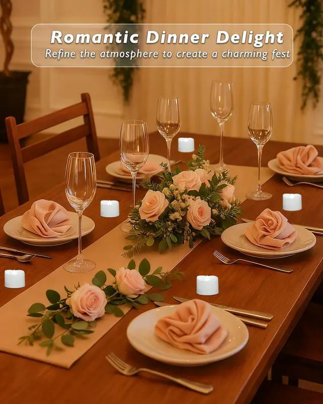 Alt view image 3 of 6 - Battery Operated Tea Lights, 200+Hour Flickering Flameless Candles | Cool White Electric Realistic Votive LED Tea Lights for Wedding Party Table Thanksgiving Christmas Decorations, Pack of 12