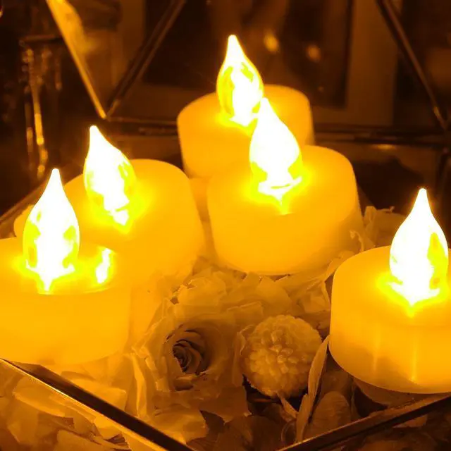 Alt view image 2 of 5 - 6 Flameless Tealight Candles with Remote and Timer Flickering Battery Operated Electric LED Tea Lights Halloween Jack-O-Lantern Pumpkin Wedding Centerpieces Christmas Party Decorations Batteries Incl.