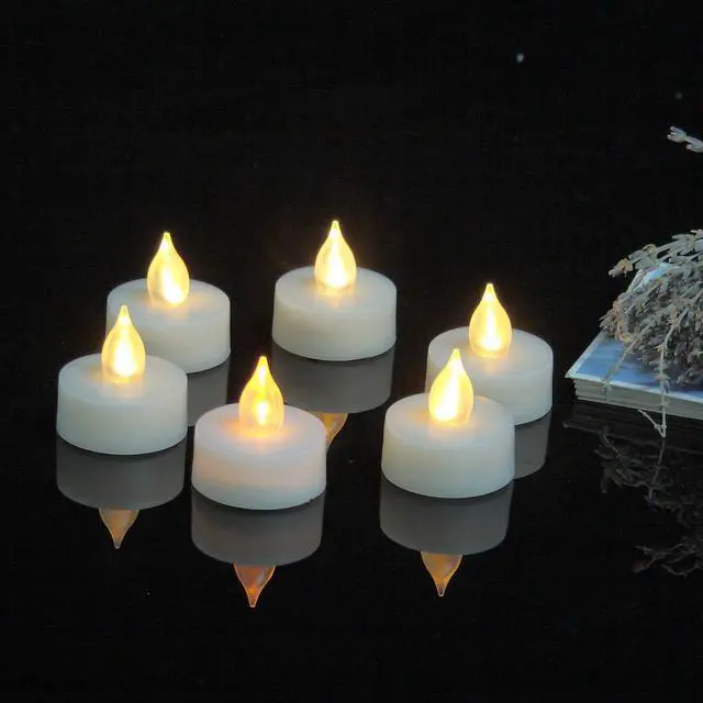 Alt view image 4 of 5 - 6 Flameless Tealight Candles with Remote and Timer Flickering Battery Operated Electric LED Tea Lights Halloween Jack-O-Lantern Pumpkin Wedding Centerpieces Christmas Party Decorations Batteries Incl.