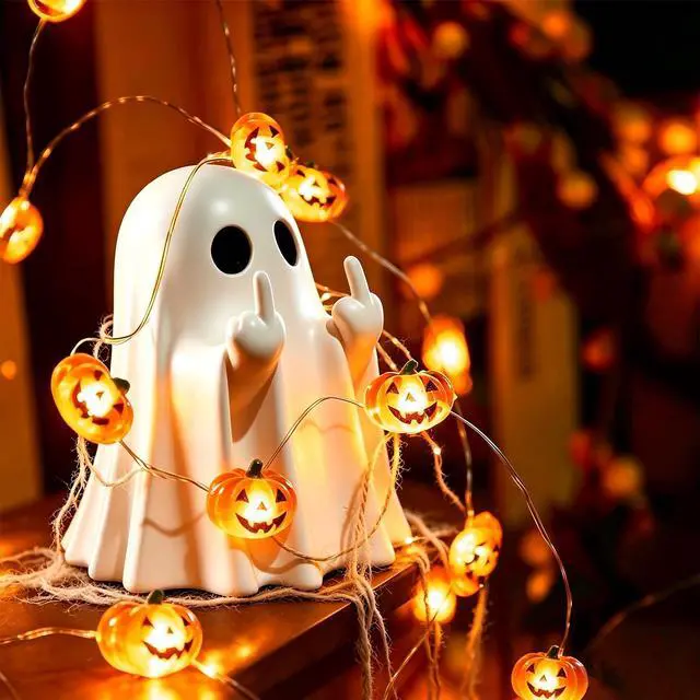 Alt view image 5 of 7 - Halloween Pumpkin String Lights Decorations Battery Operated String Lights | 10FT 30LED Orange Jack-O-Lantern,2 Modes Steady/Flickering Light,for Home Lndoor Outdoor Door Fall Thanksgiving Party Decor