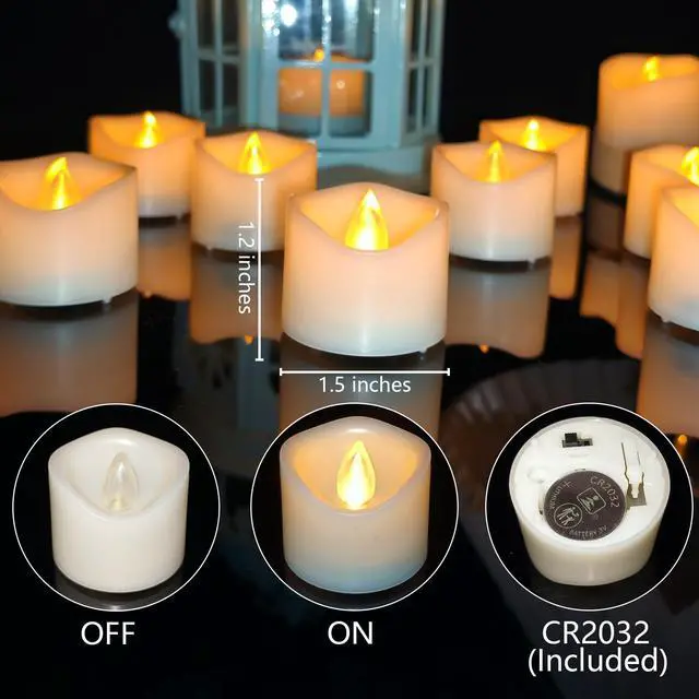Alt view image 2 of 5 - 6 PCS Battery Operated Votive Candles LED Flameless Tealights | Plastic, Electric Fake Tea Lights, Halloween Pumpkin Lights, Jack O Lantern Decor, for Wedding, Christmas, Table Centerpieces