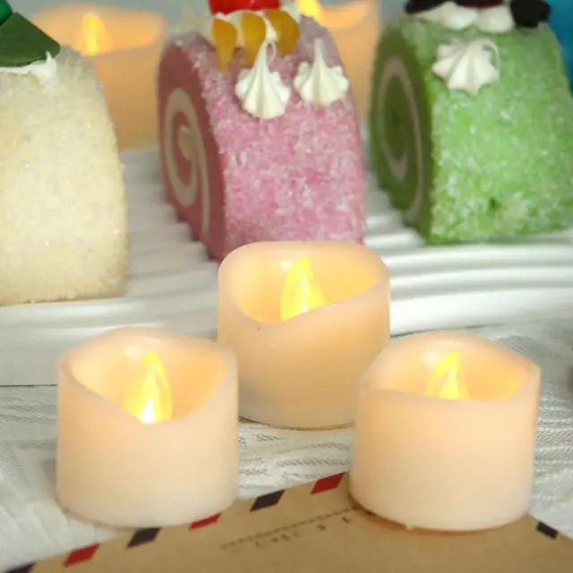 Alt view image 4 of 5 - 6 PCS Battery Operated Votive Candles LED Flameless Tealights | Plastic, Electric Fake Tea Lights, Halloween Pumpkin Lights, Jack O Lantern Decor, for Wedding, Christmas, Table Centerpieces