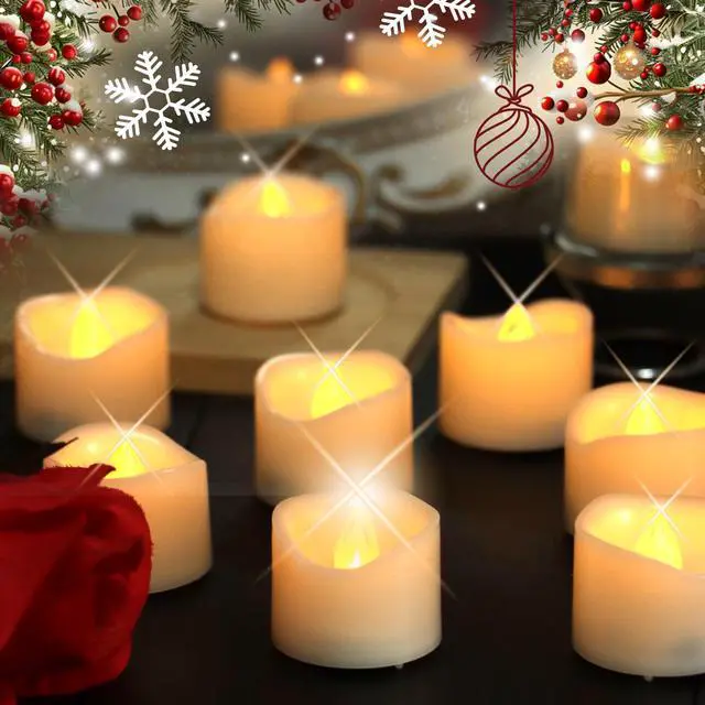 Alt view image 5 of 5 - 6 PCS Battery Operated Votive Candles LED Flameless Tealights | Plastic, Electric Fake Tea Lights, Halloween Pumpkin Lights, Jack O Lantern Decor, for Wedding, Christmas, Table Centerpieces