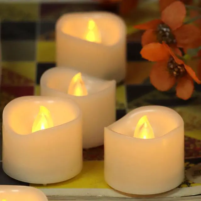 Alt view image 3 of 5 - 6 PCS Battery Operated Votive Candles LED Flameless Tealights | Plastic, Electric Fake Tea Lights, Halloween Pumpkin Lights, Jack O Lantern Decor, for Wedding, Christmas, Table Centerpieces