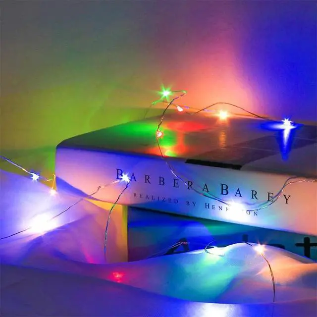 Alt view image 3 of 7 - Battery Fairy Lights, 6 Pack 20 LED Multi-Colour Silver Wire | 6.6Ft/2Meter string lights with CR2032 batteries included, perfect for DIY crafts,bedrooms,weddings,christmasand holidaydécor