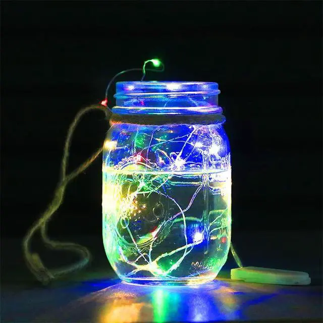 Alt view image 7 of 7 - Battery Fairy Lights, 6 Pack 20 LED Multi-Colour Silver Wire | 6.6Ft/2Meter string lights with CR2032 batteries included, perfect for DIY crafts,bedrooms,weddings,christmasand holidaydécor