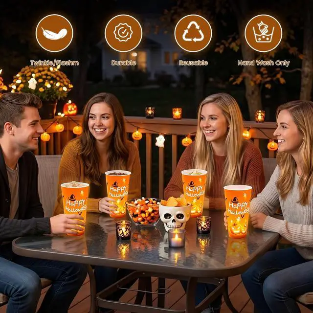 Alt view image 3 of 7 - 15oz Halloween Decorative Lights Liquid Activated LED Magic Cups, Spooky Glowing Party Supplies & Decorations, Fun Night Light for Haunted House, Birthday, and Events (Pumpkin,1PCS)