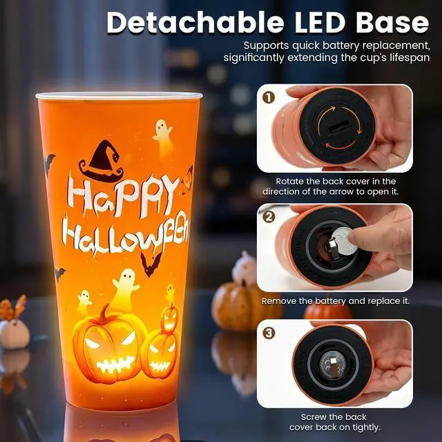 Alt view image 6 of 7 - 15oz Halloween Decorative Lights Liquid Activated LED Magic Cups, Spooky Glowing Party Supplies & Decorations, Fun Night Light for Haunted House, Birthday, and Events (Pumpkin,1PCS)