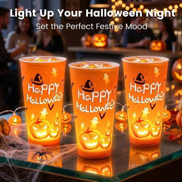 Alt view image 4 of 7 - 15oz Halloween Decorative Lights Liquid Activated LED Magic Cups, Spooky Glowing Party Supplies & Decorations, Fun Night Light for Haunted House, Birthday, and Events (Pumpkin,1PCS)