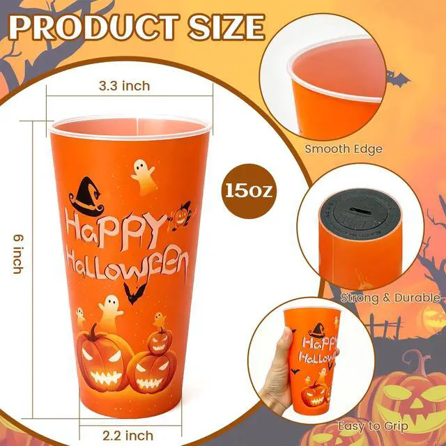 Alt view image 7 of 7 - 15oz Halloween Decorative Lights Liquid Activated LED Magic Cups, Spooky Glowing Party Supplies & Decorations, Fun Night Light for Haunted House, Birthday, and Events (Pumpkin,1PCS)