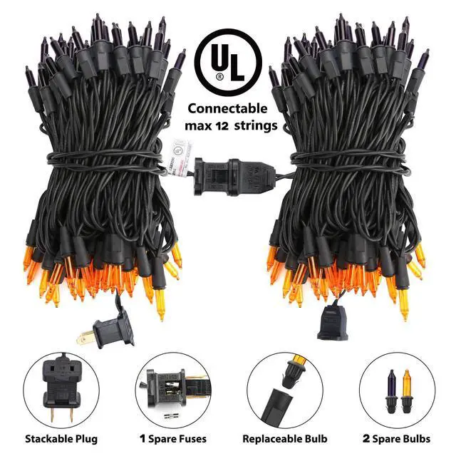 Alt view image 2 of 7 - Orange & Purple Halloween Lights, 12.5ft 50 Count Incandescent String Light | UL Certified Connectable Mini Bulbs String Lights for Outdoor, Indoor, Garden, Porch, Party, Home, Halloween Decor