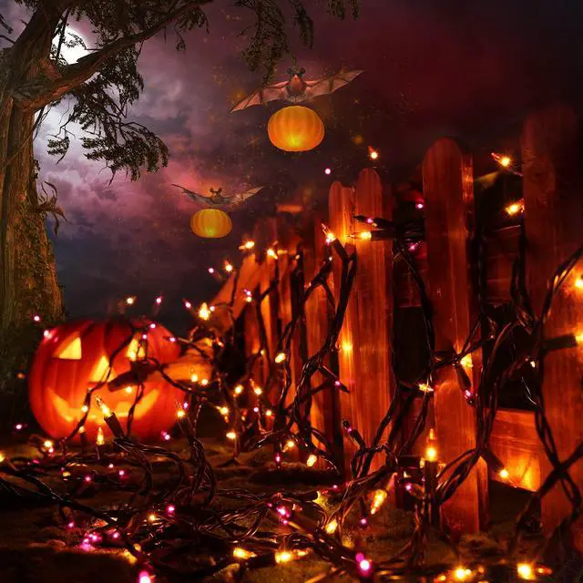 Alt view image 4 of 7 - Orange & Purple Halloween Lights, 12.5ft 50 Count Incandescent String Light | UL Certified Connectable Mini Bulbs String Lights for Outdoor, Indoor, Garden, Porch, Party, Home, Halloween Decor