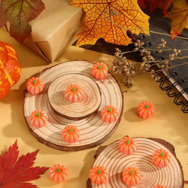 Alt view image 4 of 7 - 50 Pcs Mini Pumpkins Fake Pumpkins Artificial Pumpkins Thanksgiving Ornaments for Vase Filler DIY Crafts Fall Halloween Party Supplies Home Table Decorations