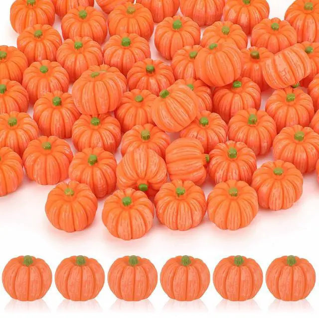Main image of 50 Pcs Mini Pumpkins Fake Pumpkins Artificial Pumpkins Thanksgiving Ornaments for Vase Filler DIY Crafts Fall Halloween Party Supplies Home Table Decorations