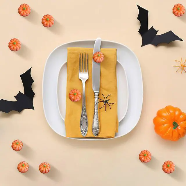 Alt view image 6 of 7 - 50 Pcs Mini Pumpkins Fake Pumpkins Artificial Pumpkins Thanksgiving Ornaments for Vase Filler DIY Crafts Fall Halloween Party Supplies Home Table Decorations