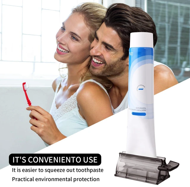 Alt view image 7 of 7 - 2pc-Toothpaste Stand,Rolling Tube Toothpaste Squeezer Toothpaste Seat Holder Stand for Bathroom Accessories (Grey)