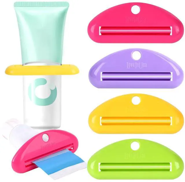 Main image of Toothpaste Tube Squeezer Dispenser, 4 PCS | Hanging ToothPaste Clips Roller Squeezer Holder for Saving Toothpaste, Facial Cleanser Creams Paint