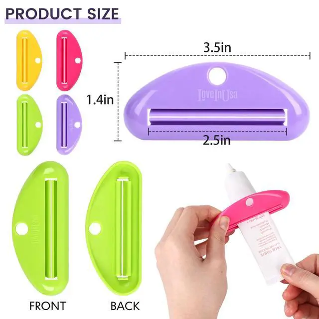Alt view image 2 of 6 - Toothpaste Tube Squeezer Dispenser, 4 PCS | Hanging ToothPaste Clips Roller Squeezer Holder for Saving Toothpaste, Facial Cleanser Creams Paint