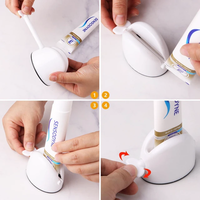 Alt view image 6 of 7 - Toothpaste Stand,Rolling Tube Toothpaste Squeezer Toothpaste Seat Holder Stand for Bathroom Accessories