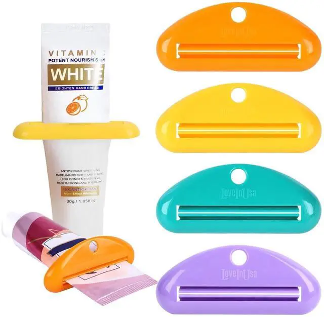 Main image of Toothpaste Tube Squeezer Dispenser, 4 PCS Tooth Paste Clips | Hanging Roller Squeezer Holder for Saving Toothpaste, Facial Cleanser Creams Paint, Assorted Colors