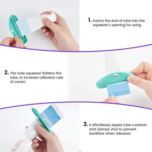 Alt view image 3 of 6 - Toothpaste Tube Squeezer Dispenser, 4 PCS Tooth Paste Clips | Hanging Roller Squeezer Holder for Saving Toothpaste, Facial Cleanser Creams Paint, Assorted Colors