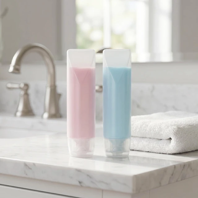 Alt view image 7 of 7 - 2pcs 1oz Squeeze Travel Bottles, Plastic Empty Refillable Tubes Pump Dispensers, Clear Travel Bottles Containers Accessories for Toiletries Makeup Cosmetic Toothpaste