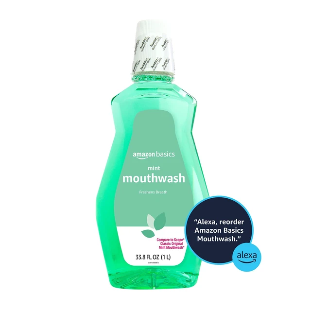 Alt view image 2 of 2 - Fresh Breath Mouthwash for Bad Breath, Refreshing Mint, Clean Taste, 33.8 fl oz (Previously Solimo)