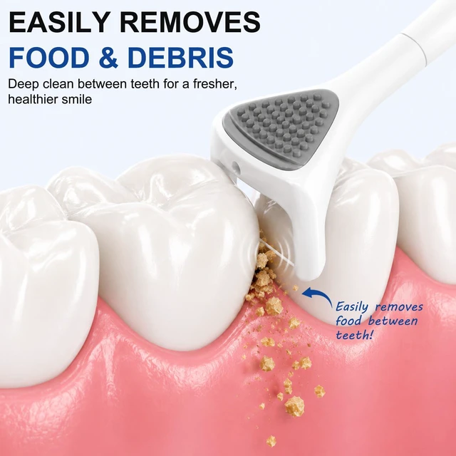 Alt view image 3 of 6 - Flosser Refills - 60 Replacement Floss Heads with Tongue & Gum Scraper, Woven Dental Floss Picks for Oral Care, Unwaxed Flossing Refill HeadsWhite