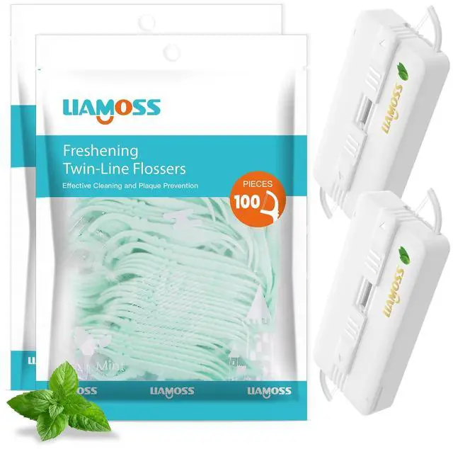 Main image of Mint Twin Line Dental Flossers wiht Ultra Light Handy 2 Case,Storage 220 Count Mint Flavor High Stretch Floss Picks,Soft Toothpicks Sticks,Dental Tools for Clean Teeth,Travel Floss Case(White)